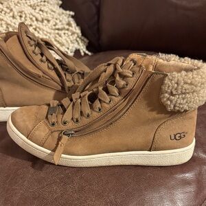 UGG Women's Brown Shearling High-Top Sneakers